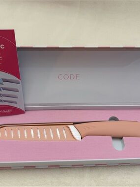 Pink Santoku Knife with Hollow-Edge Nonstick Blade